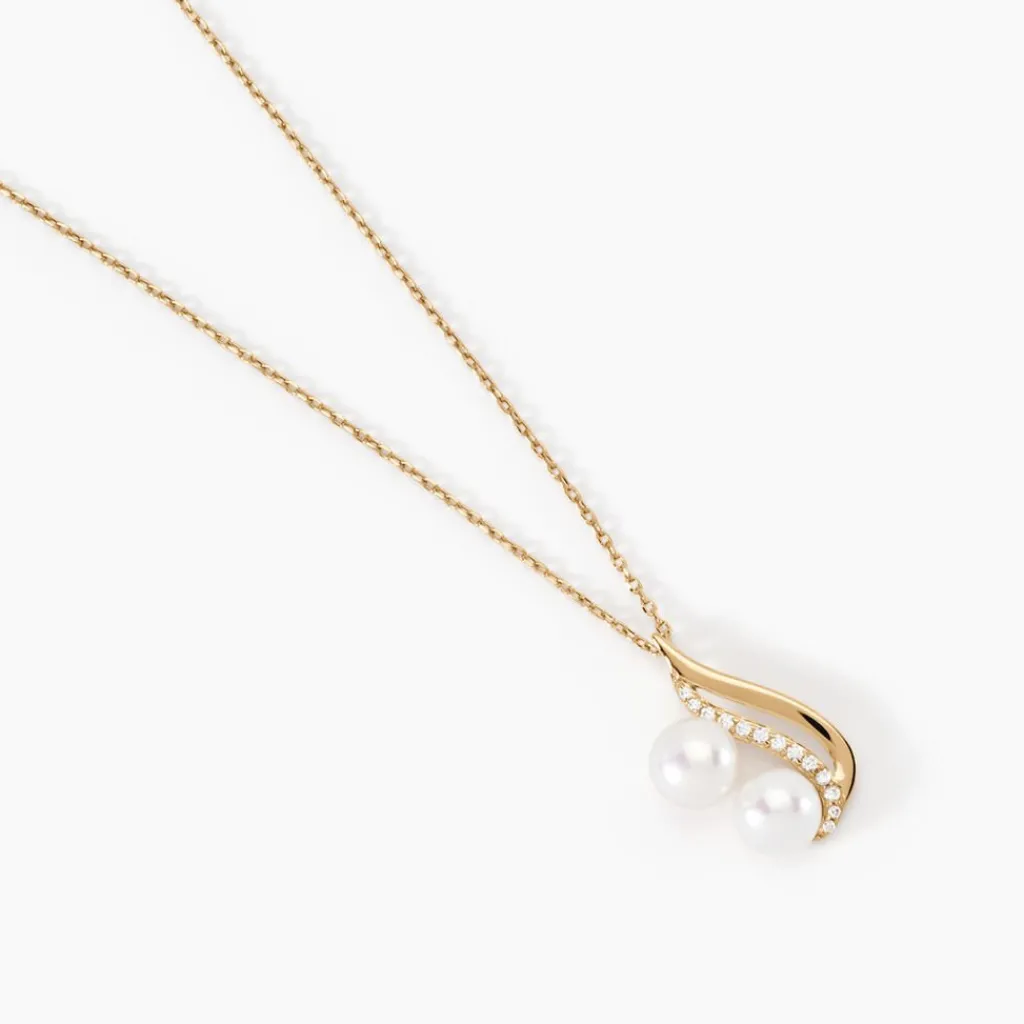 Histoire d'Or Collier Loeva Or Jaune Perle De Culture Et Oxyde De Zirconium