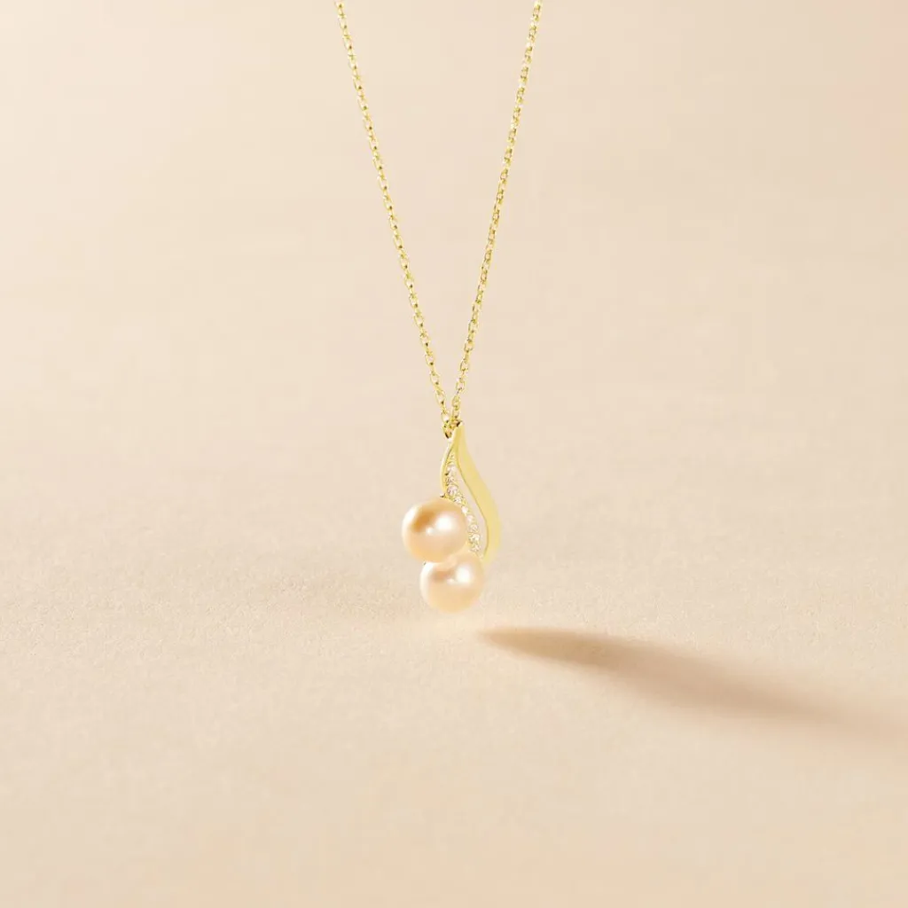 Histoire d'Or Collier Loeva Or Jaune Perle De Culture Et Oxyde De Zirconium