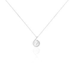 Histoire d'Or Collier Lucinda Or Blanc Perle De Culture Et Oxyde De Zirconium Best