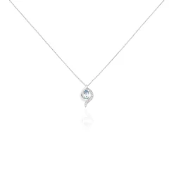 Histoire d'Or Collier Lydia Or Blanc Topaze Oxyde Oxyde or blanc topaze bleue New