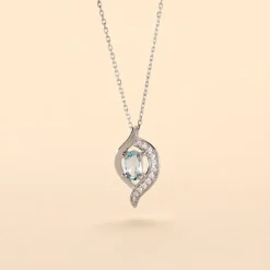 Histoire d'Or Collier Lydia Or Blanc Topaze Oxyde Oxyde or blanc topaze bleue New