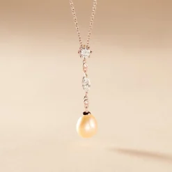 Histoire d'Or Collier Lynes Argent Rose Perle De Culture Et Oxyde De Zirconium Sale