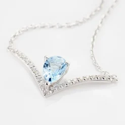 Histoire d'Or Collier Marlene Or Blanc Topaze Et Oxyde De Zirconium Clearance