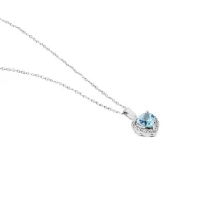 Histoire d'Or Collier Meliora Or Blanc Topaze Bleu Sky Oxyde De Zirconium New