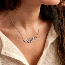Histoire d'Or Collier Midnight Flower Argent Blanc Oxyde De Zirconium Sale