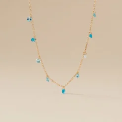 Histoire d'Or Collier Myosothis Plaqué Or Pierres plaqué or jaune pierre bleu