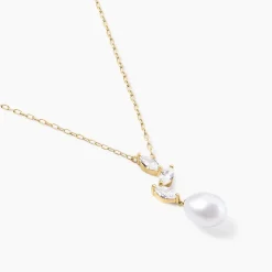 Histoire d'Or Collier Nacrée Or Jaune Perle De Culture Oxyde De Zirconium