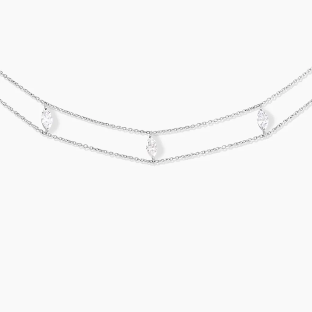 Histoire d'Or Collier Navette De Zirconium argent blanc oxyde Outlet