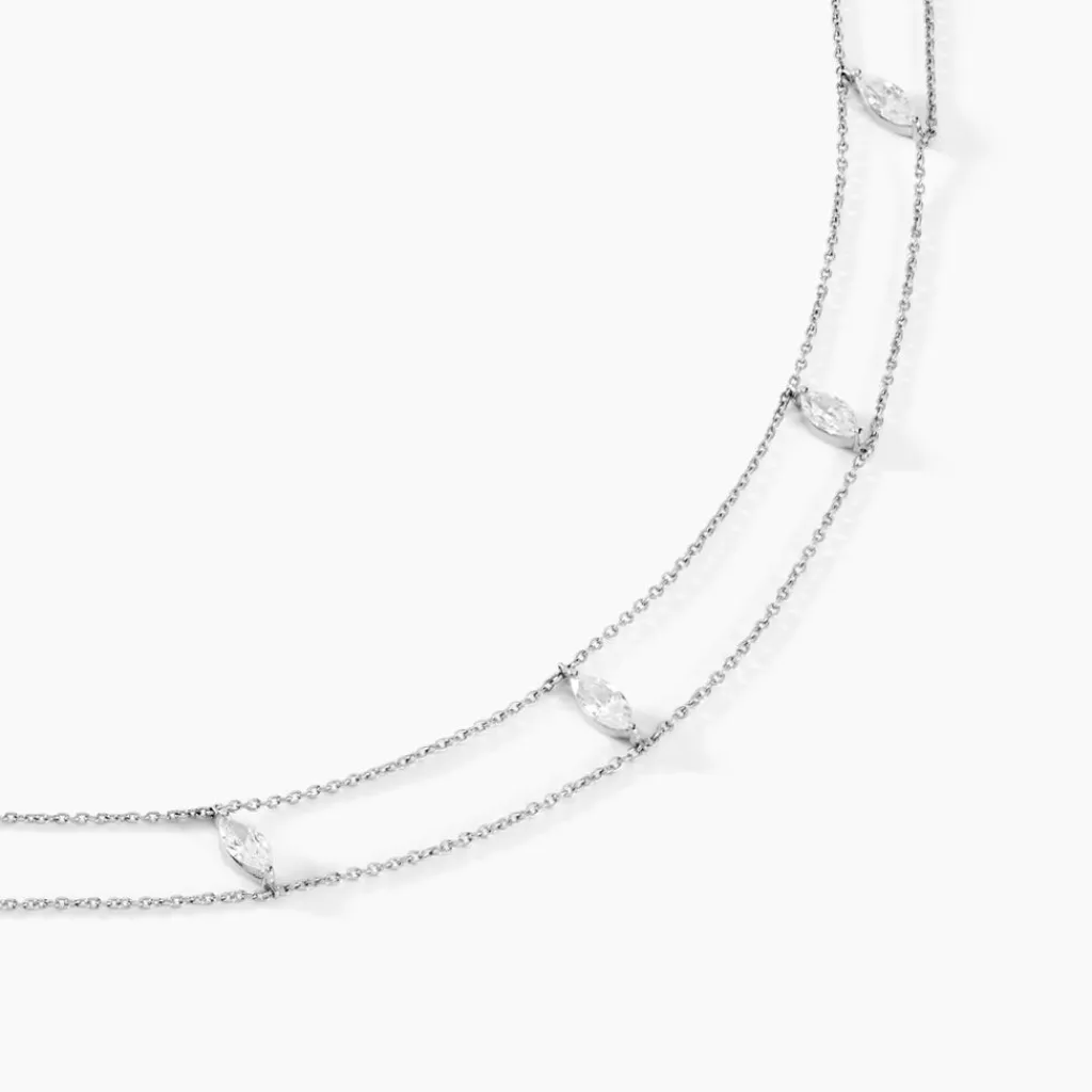Histoire d'Or Collier Navette De Zirconium argent blanc oxyde Outlet