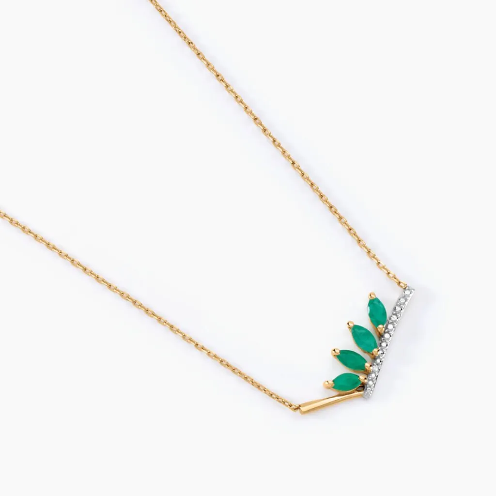Histoire d'Or Collier Navette Or Jaune Emeraude Diamant or jaune émeraude Discount