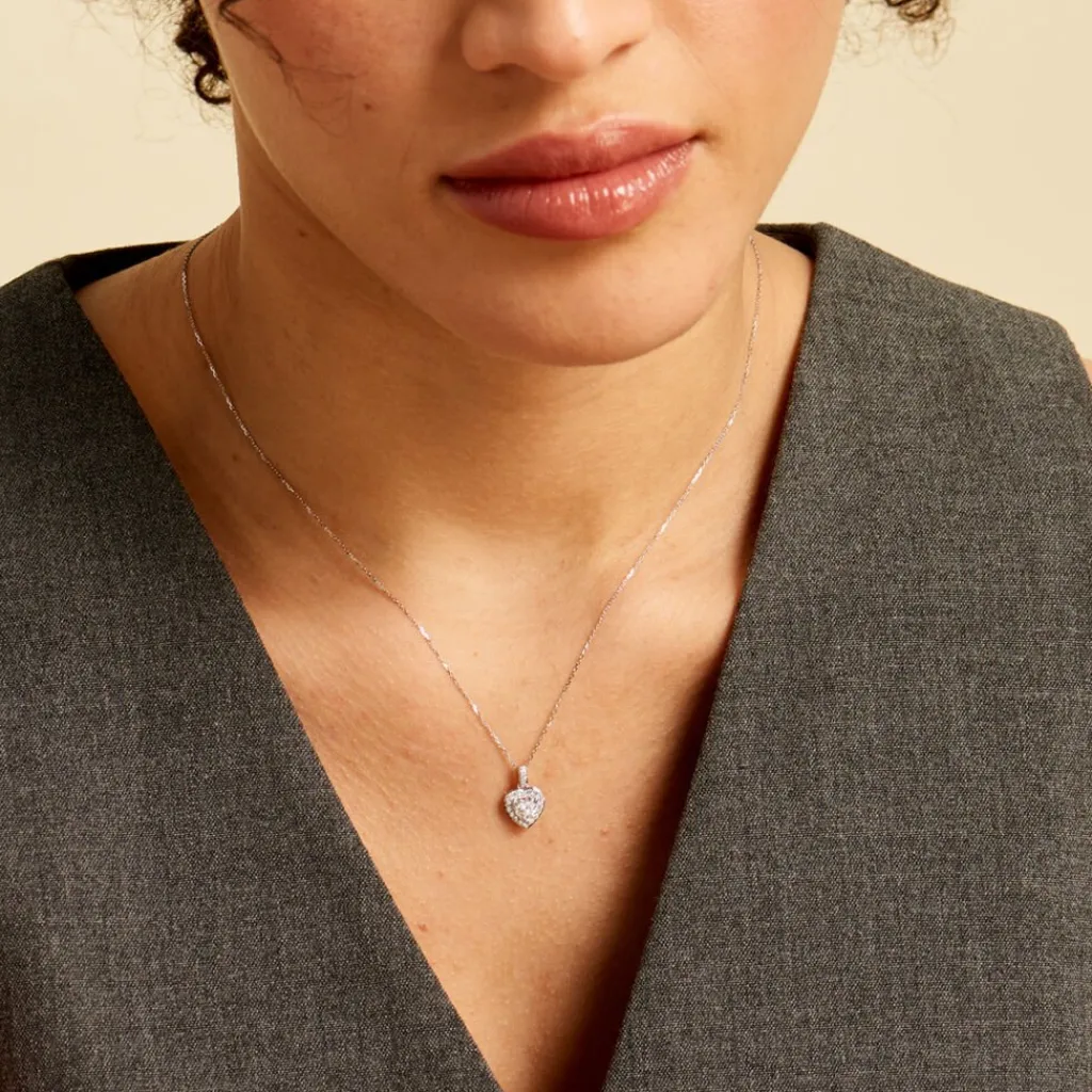 Histoire d'Or Collier Or Blanc Charity Oxydes De Zirconium