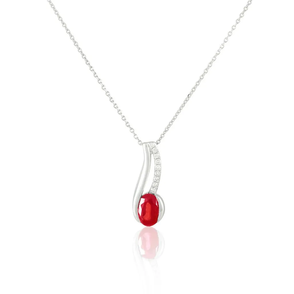 Histoire d'Or Collier Or Blanc Diamant Rubis Discount
