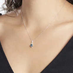Histoire d'Or Collier Or Blanc Fany Topaze Oxydes De Zirconium or blanc topaze london blue Outlet