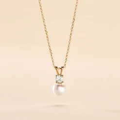 Histoire d'Or Collier Or Jaune Bragi Perle De Culture Oxyde De Zirconium Clearance