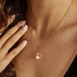 Histoire d'Or Collier Or Jaune Bragi Perle De Culture Oxyde De Zirconium Clearance