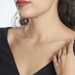 Histoire d'Or Collier Or Jaune Leucitica Oxydes De Zirconium New