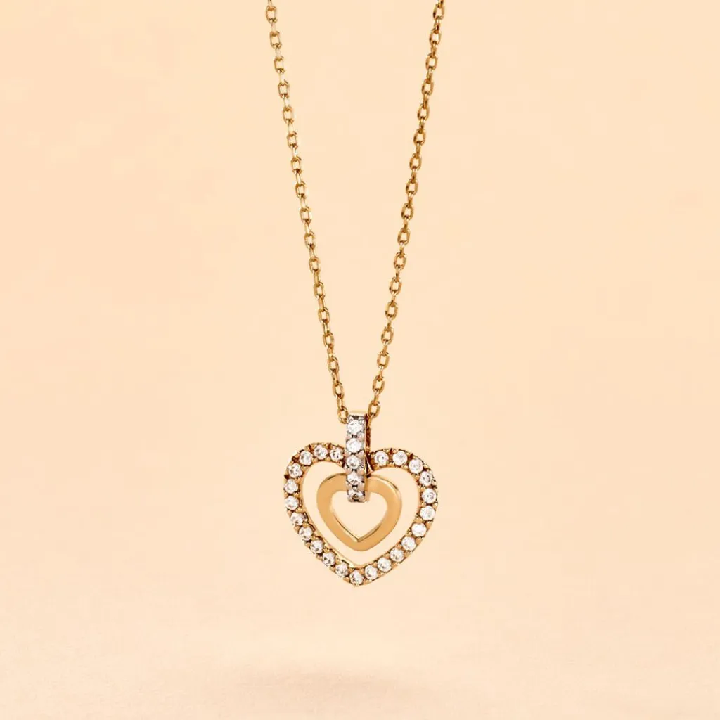 Histoire d'Or Collier Or Jaune Love Is In The Air Oxydes De Zirconium Best