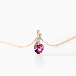 Histoire d'Or Collier Or Rose Clothilde Rhodolite or rose rhodolite rouge New