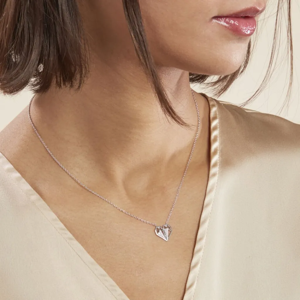 Histoire d'Or Collier Origami Argent Blanc Oxyde De Zirconium New