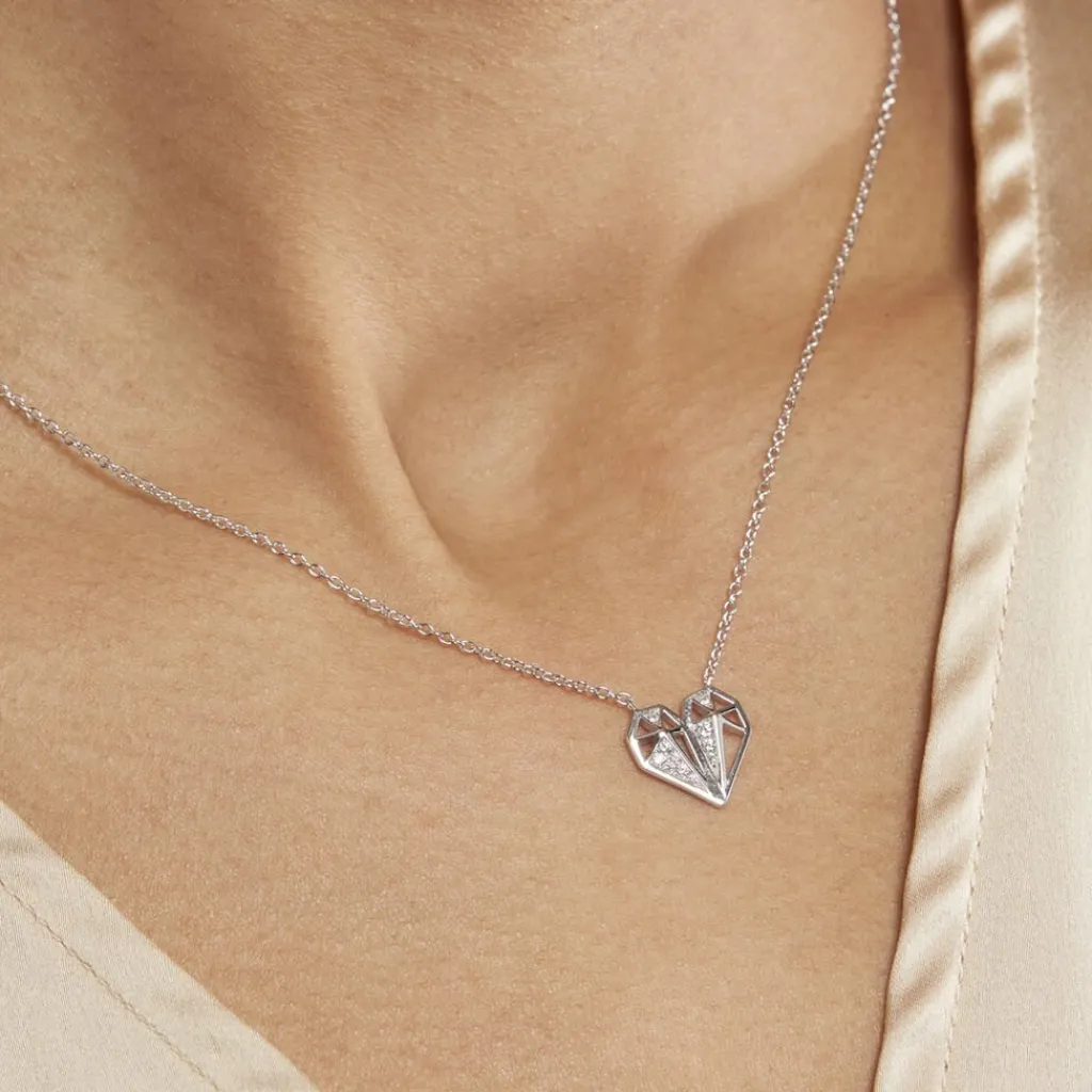 Histoire d'Or Collier Origami Argent Blanc Oxyde De Zirconium New