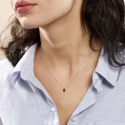 Histoire d'Or Collier Ovale or blanc saphir Hot