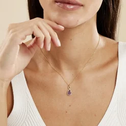 Histoire d'Or Collier Passion Or Jaune Amethyste Et Oxyde De Zirconium