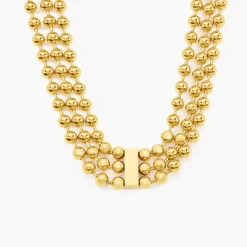 Histoire d'Or Collier Perles Solaires Acier Jaune New