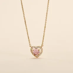 Histoire d'Or Collier Plaqué Or Jaune Alais Oxyde De Zirconium plaqué or jaune oxyde rose Outlet