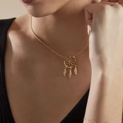 Histoire d'Or Collier Plaqué Or Jaune Attrape Rêves Turquoise Clearance