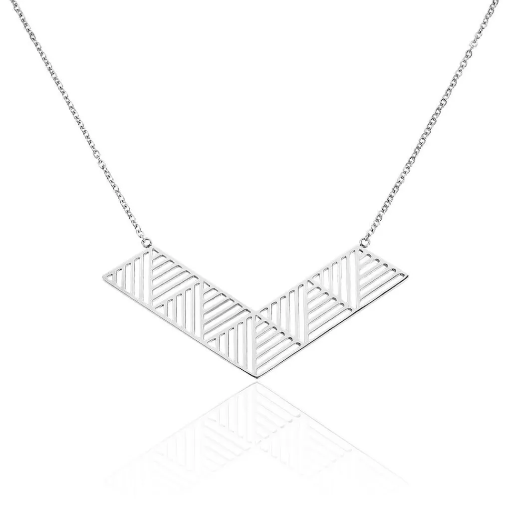 Histoire d'Or Collier Plastron Abby Acier Blanc Online