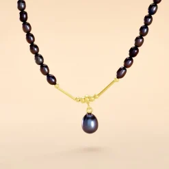 Histoire d'Or Collier Poire Or Jaune Perle De Culture or jaune perle noir New