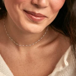 Histoire d'Or Collier Polka argent blanc New