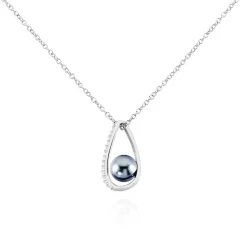 Histoire d'Or Collier Polynesie Argent Blanc Perle D'imitation Et Oxyde De Zirconium Clearance