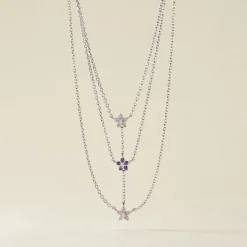 Histoire d'Or Collier Purple Bloom Argent Blanc Oxyde De Zirconium argent blanc oxyde violet Sale