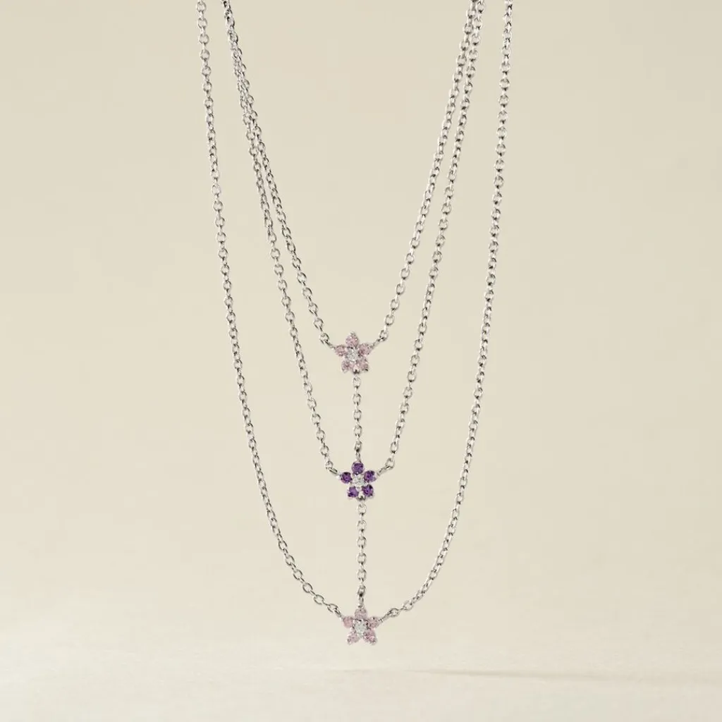 Histoire d'Or Collier Purple Bloom Argent Blanc Oxyde De Zirconium argent blanc oxyde violet Sale
