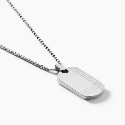 Histoire d'Or Collier Quadrillage Acier Blanc New
