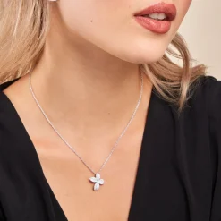 Histoire d'Or Collier Radiant Bloom Argent Blanc Oxyde Best