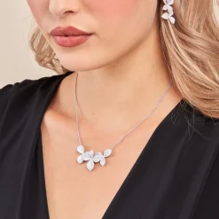 Histoire d'Or Collier Radiant Bloom Argent Blanc Oxyde Discount