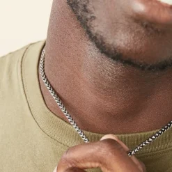 Histoire d'Or Collier Raph Maille Palmier Acier Gris Outlet