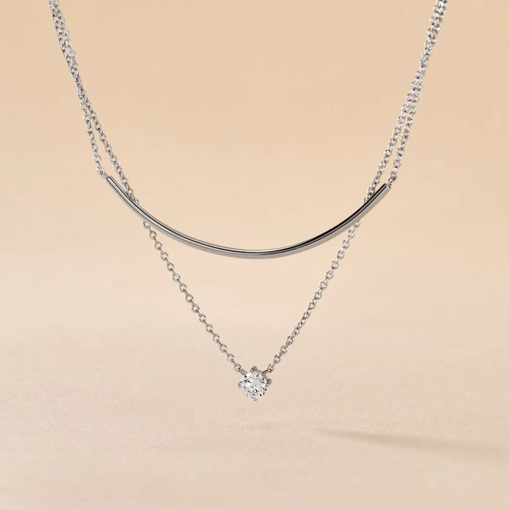 Histoire d'Or Collier Ruth Argent Blanc Oxyde De Zirconium New