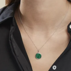 Histoire d'Or Collier Saül Argent Blanc Malachite