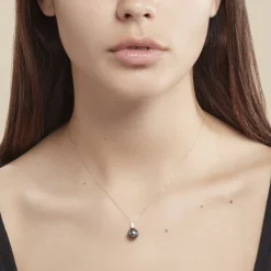 Histoire d'Or Collier Semi-baroque Or Blanc Perle De Culture De Tahiti