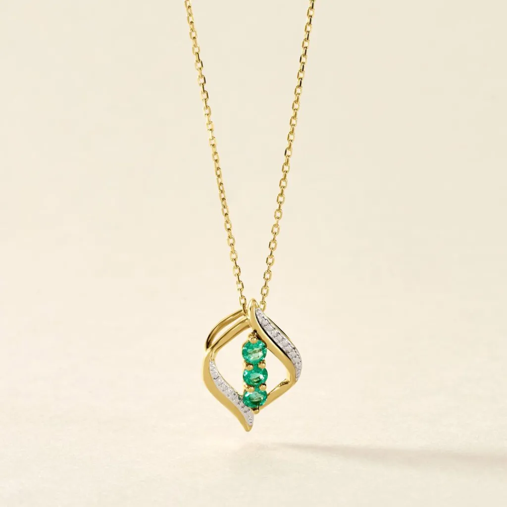 Histoire d'Or Collier Shahara Or Jaune Emeraude Best