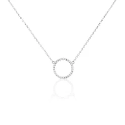 Histoire d'Or Collier Stip Or Blanc Oxyde De Zirconium