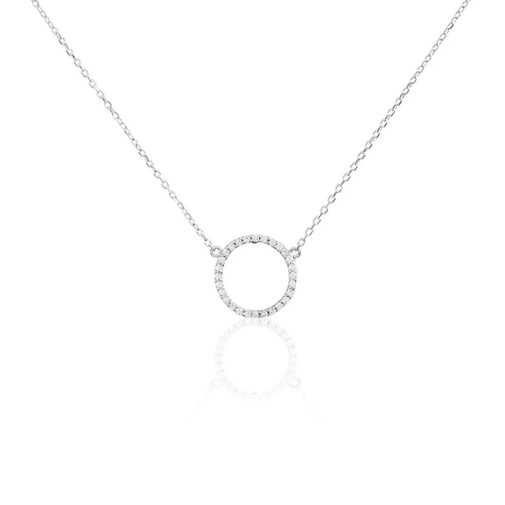 Histoire d'Or Collier Stip Or Blanc Oxyde De Zirconium