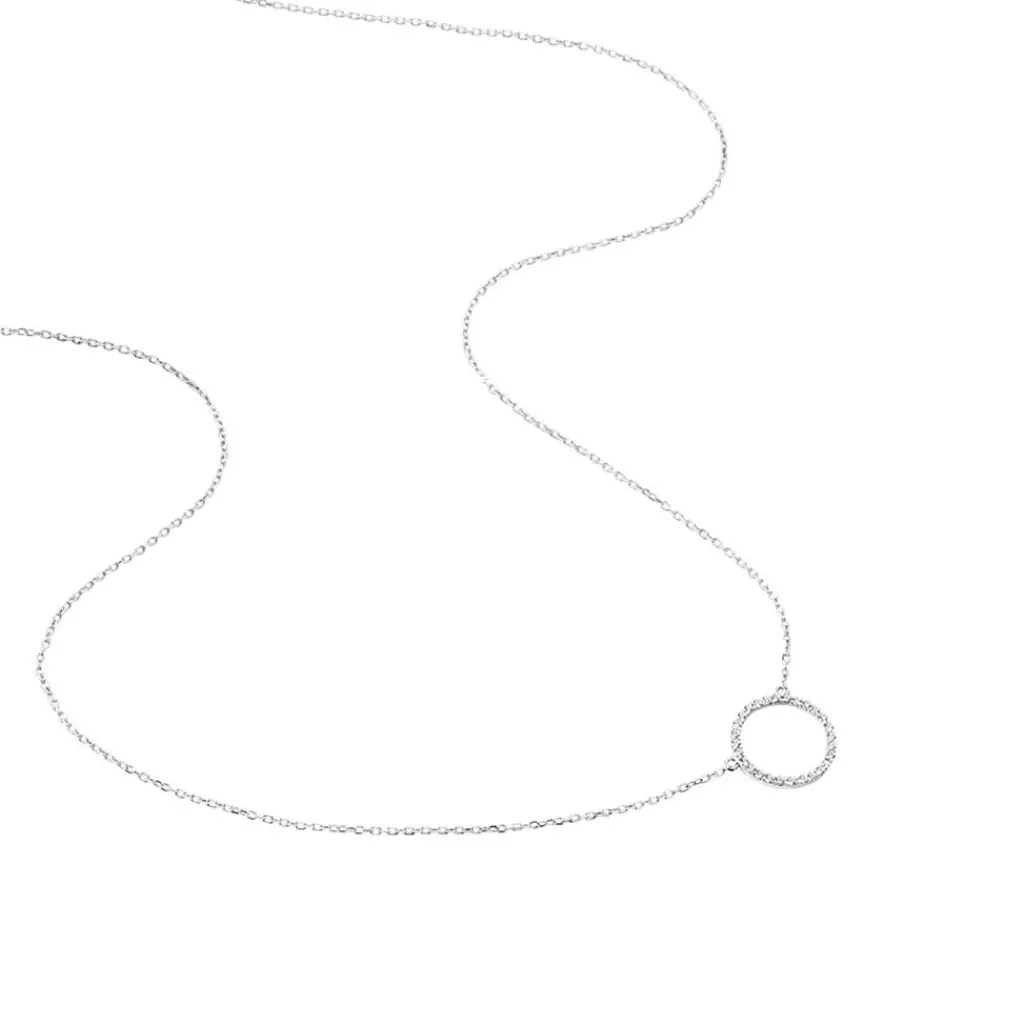 Histoire d'Or Collier Stip Or Blanc Oxyde De Zirconium