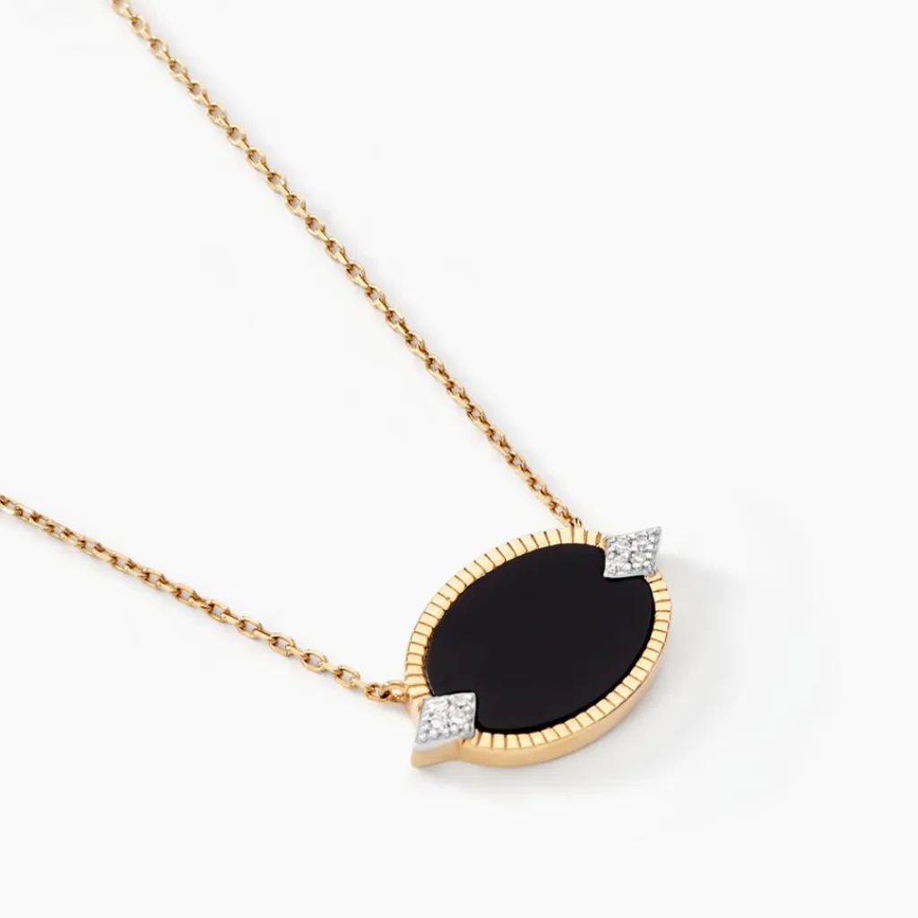 Histoire d'Or Collier Tahina Or Jaune Onyx Diamant or jaune onyx noir Clearance