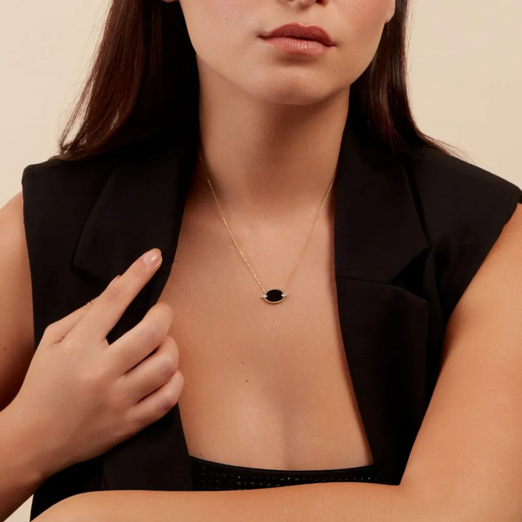 Histoire d'Or Collier Tahina Or Jaune Onyx Diamant or jaune onyx noir Clearance
