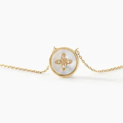 Histoire d'Or Collier Talisman Or Jaune Nacre Diamant or jaune nacre blanche