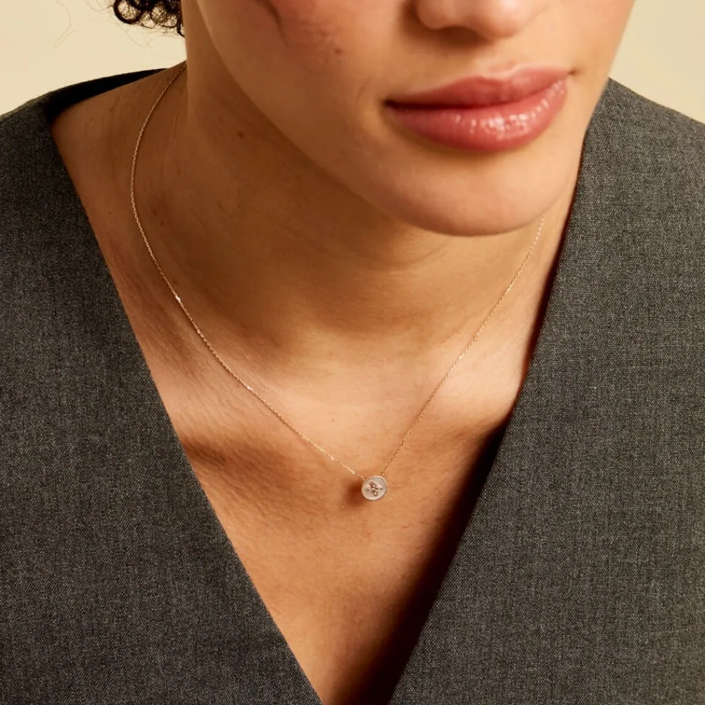 Histoire d'Or Collier Talisman Or Jaune Nacre Diamant or jaune nacre blanche